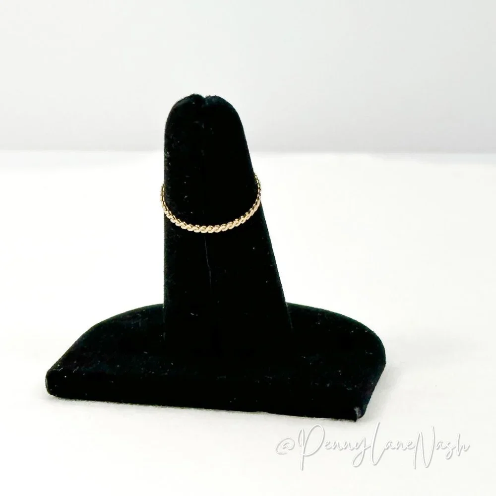 Vintage Delicate Mini Rope with Single Stone Solitaire Ring